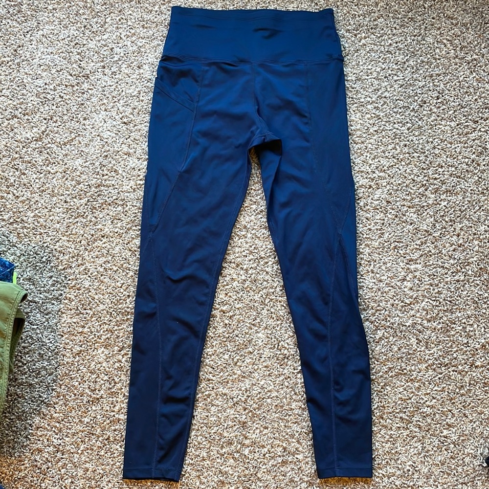 High waisted navy leggings